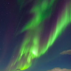 Aurora over dormant volcano